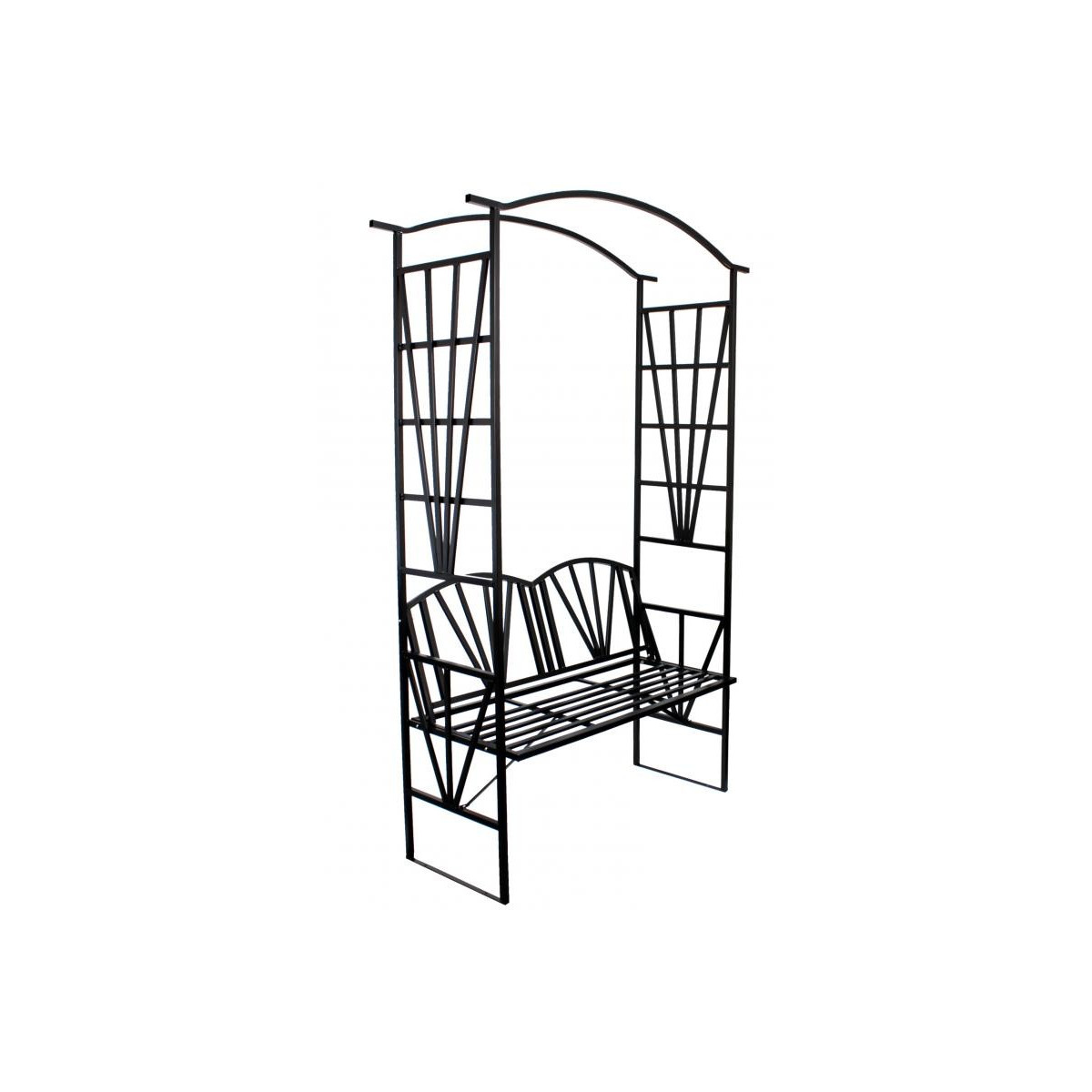 Pergolă de grădină cu bancă de culoare neagră 110x50x206 cm