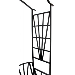 Pergolă de grădină cu bancă de culoare neagră 110x50x206 cm