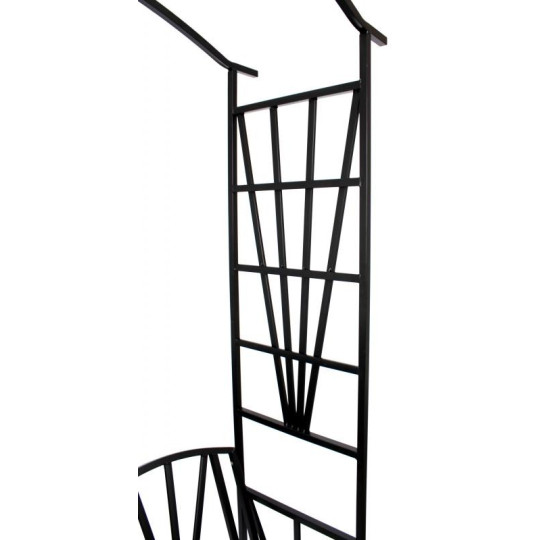 Pergolă de grădină cu bancă de culoare neagră 110x50x206 cm