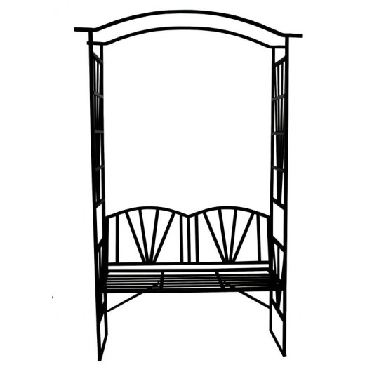 Pergolă de grădină cu bancă de culoare neagră 110x50x206 cm