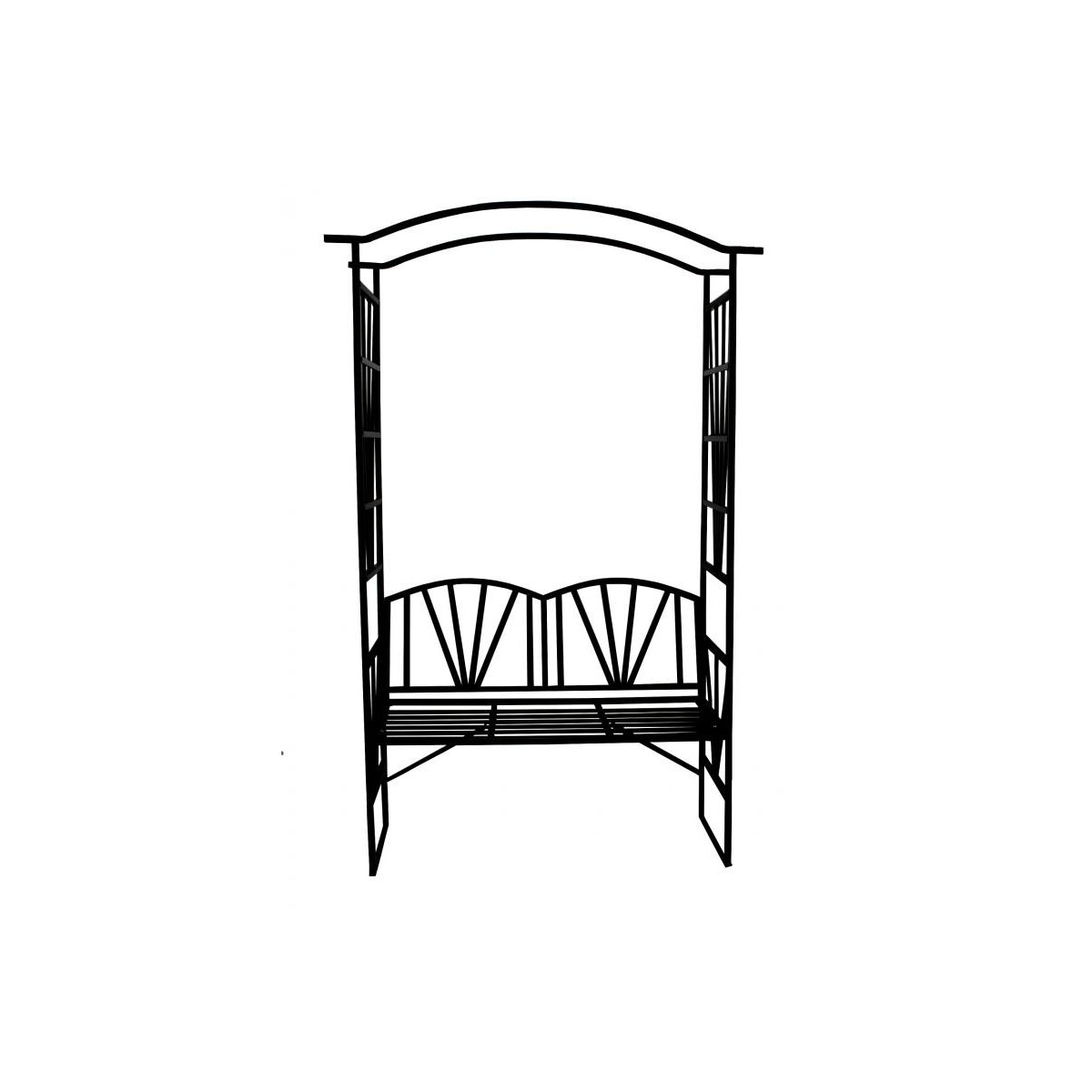 Pergolă de grădină cu bancă de culoare neagră 110x50x206 cm