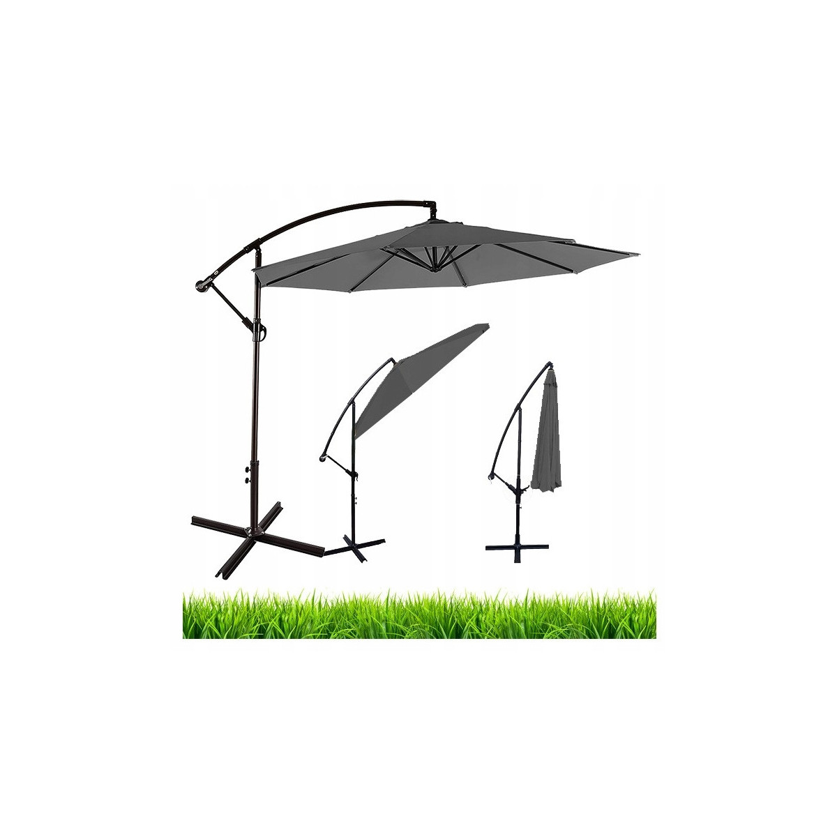 Umbrelă de grădină mare, 300 cm, de culoare gri închis.