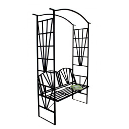 Pergolă de grădină cu bancă de culoare neagră 110x50x206 cm