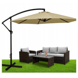 Umbrelă de grădină cu opt brațe, 300 cm, de culoare bej închis.