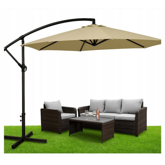 Umbrelă de grădină cu opt brațe, 300 cm, de culoare bej închis.