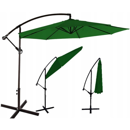 Umbrelă de grădină verde mare 300cm, cu 8 brațe