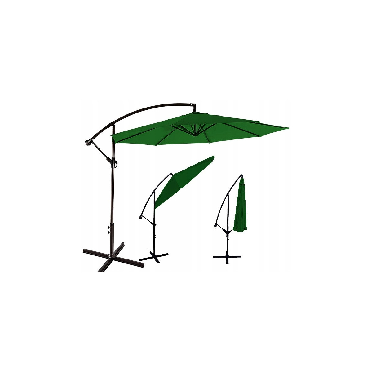 Umbrelă de grădină verde mare 300cm, cu 8 brațe