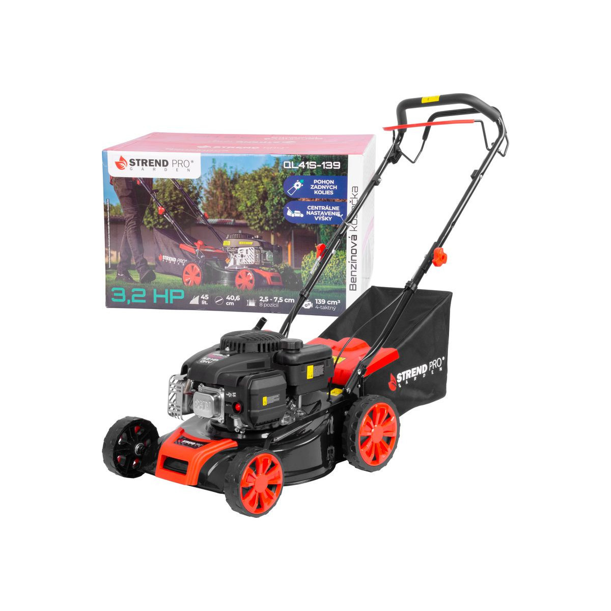 Mașină de tuns iarba cu benzină QL41S-139, 2,4 kw, cu lățimea de tăiere de 40,6 cm + tracțiune, LONCIN