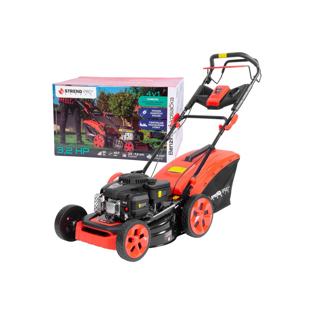 Tractorele de tuns iarba cu motor pe benzină QL46P-139, 2,4 kW, lățime de tăiere 46 cm, cu înaintare, LONCIN