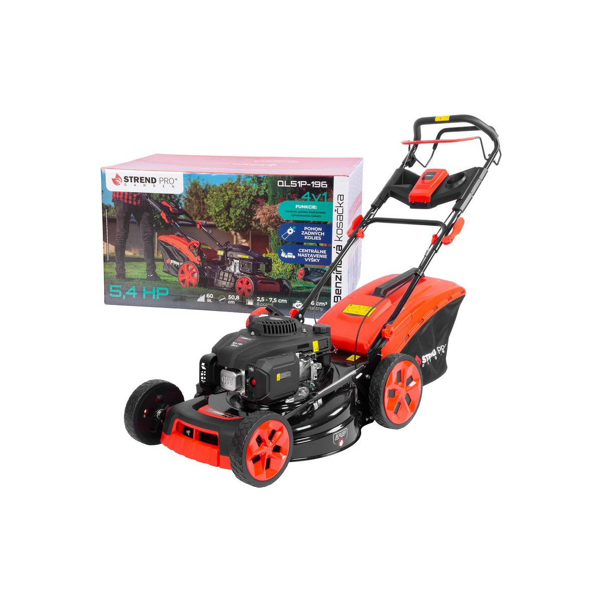 Mașina de tăiat iarba Sammer QL51P-196, pe benzină, 4,0 kW, lățime de lucru 51 cm, cu tracțiune, LONCIN