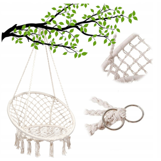 Cuib de berze suspendat de 70 cm în culoarea bej - fără pernă