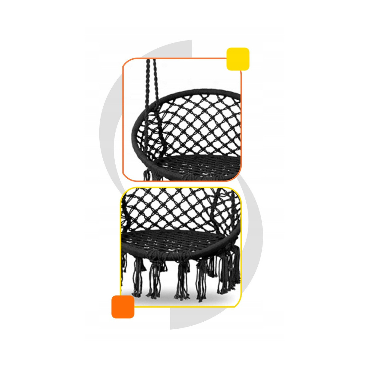 Cuib de berze suspendat negru 80cm - fără pernă