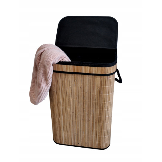 Coș de rufe din bambus cu capac deschis 72l, natur