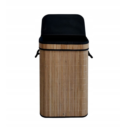 Coș de rufe din bambus cu capac deschis 72l, natur
