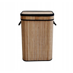 Coș de rufe din bambus cu capac deschis 72l, natur