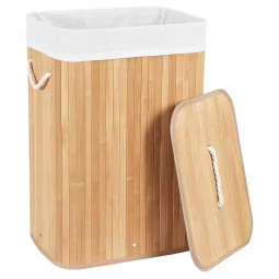 Coș de rufe din bambus cu capac 72l, natur