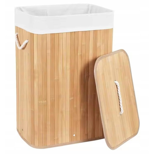 Coș de rufe din bambus cu capac 72l, natur