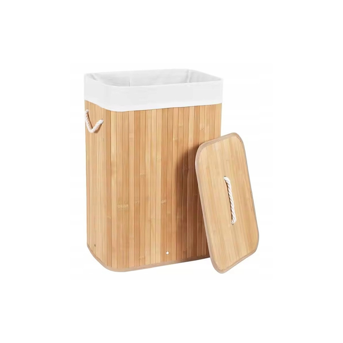 Coș de rufe din bambus cu capac 72l, natur