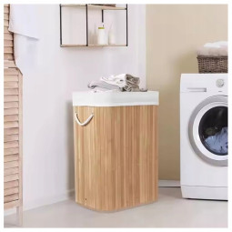 Coș de rufe din bambus cu capac 72l, natur