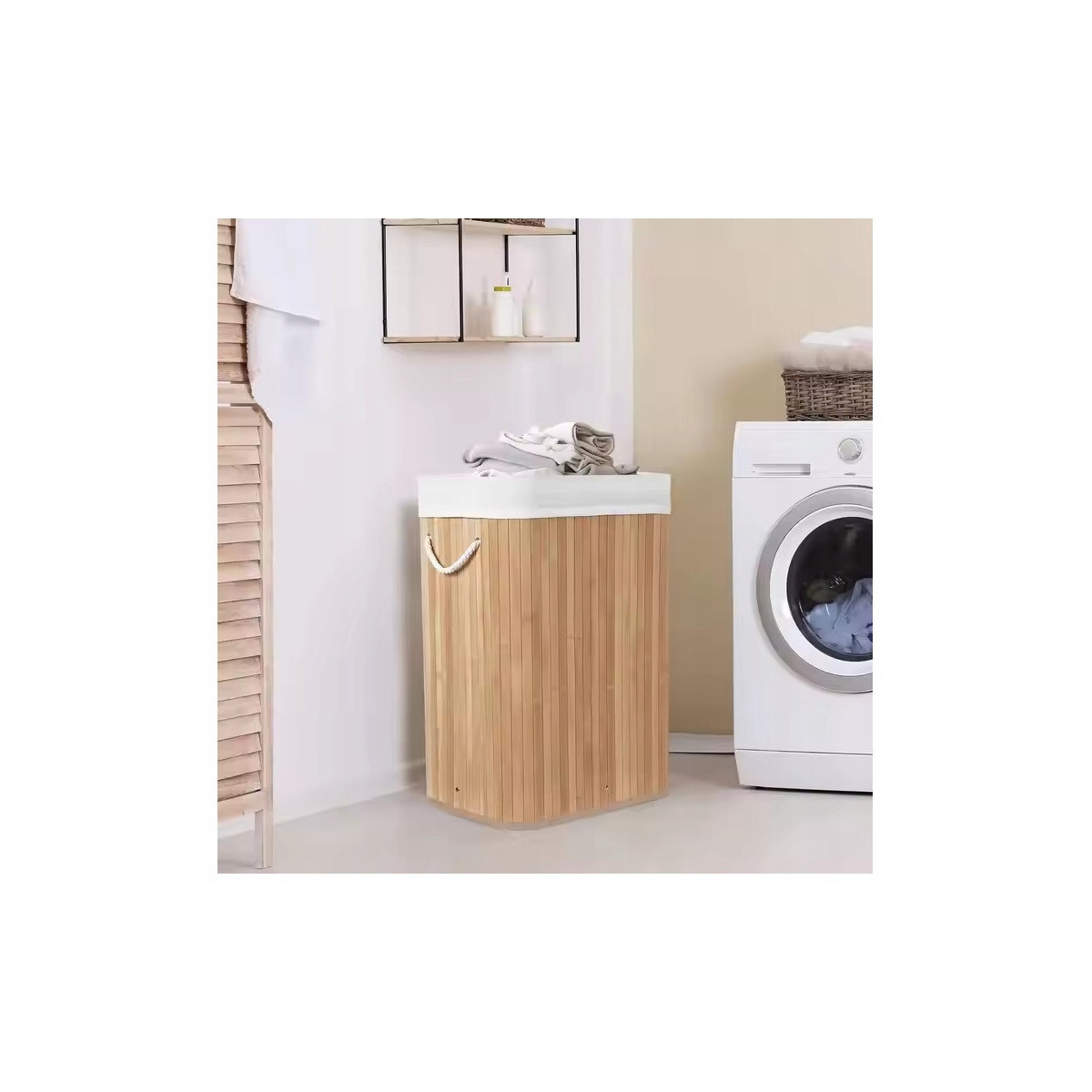Coș de rufe din bambus cu capac 72l, natur