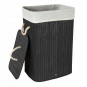 Coș de rufe din bambus negru cu capac 72l