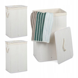 Coș pentru rufe de culoare albă cu capac, 72l