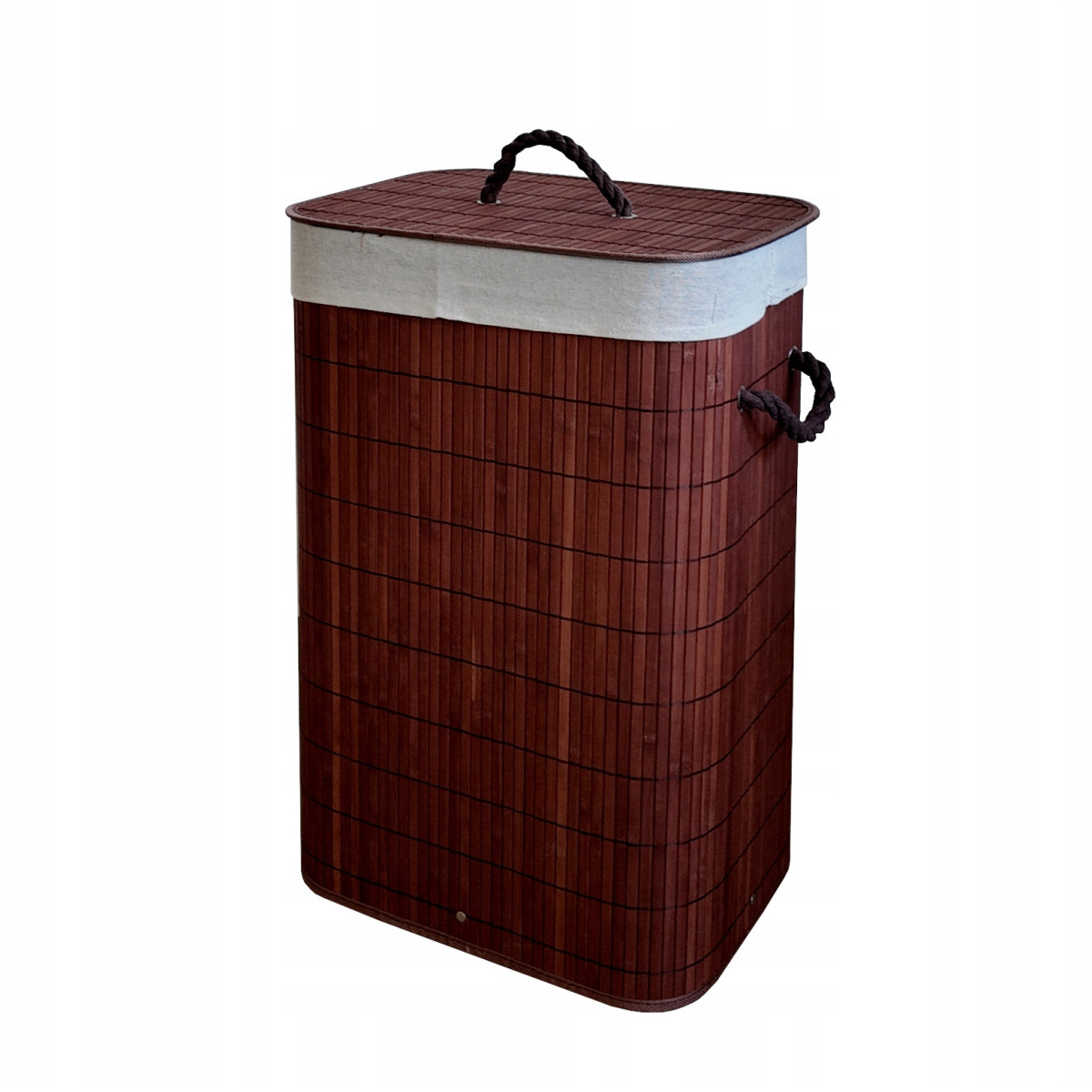 Coș pentru rufe, 72l, maro cu capac