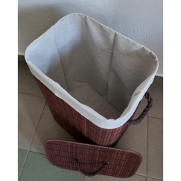 Coș pentru rufe, 72l, maro cu capac