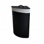 Coș de rufe colțar negru, 60l cu capac și mânere