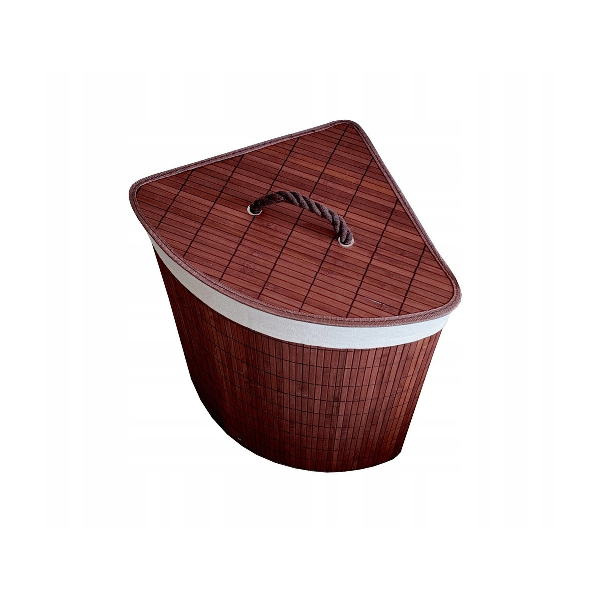 Coș din bambus de culoare maro, 60l cu capac și mânere