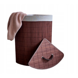 Coș din bambus de culoare maro, 60l cu capac și mânere