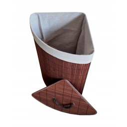 Coș din bambus de culoare maro, 60l cu capac și mânere