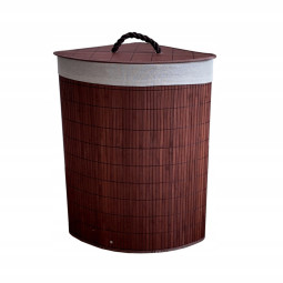 Coș din bambus de culoare maro, 60l cu capac și mânere