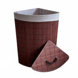 Coș din bambus de culoare maro, 60l cu capac și mânere