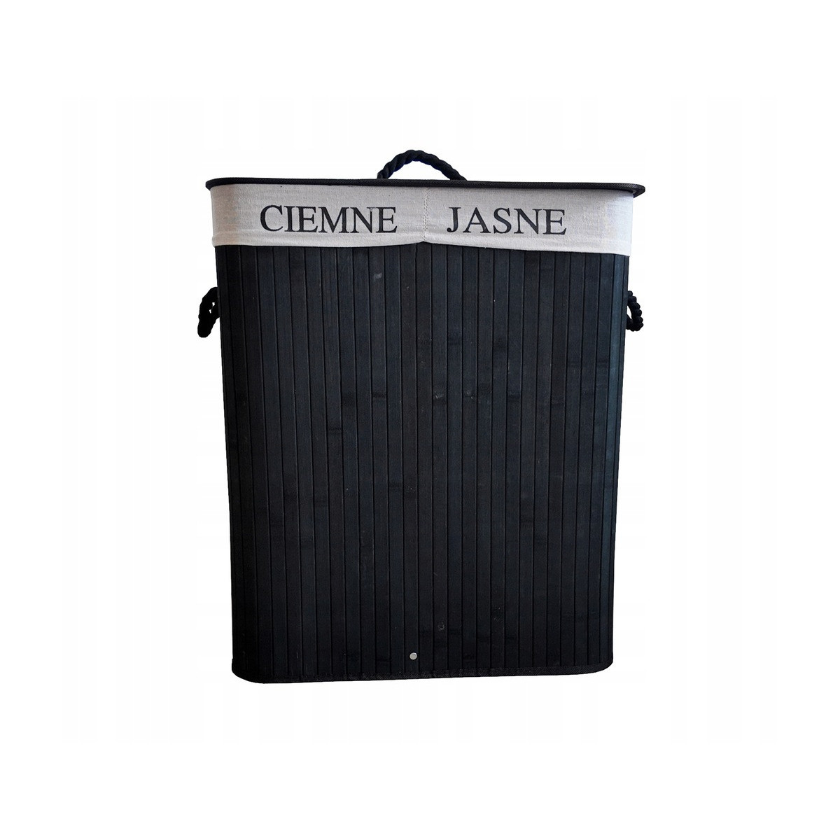 Coș de rufe din bambus negru de 100l cu capac