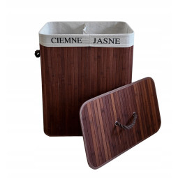 Coș de rufe de culoare marron - 100l - două compartimente