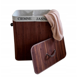 Coș de rufe de culoare marron - 100l - două compartimente