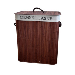 Coș de rufe de culoare marron - 100l - două compartimente