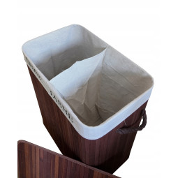 Coș de rufe de culoare marron - 100l - două compartimente