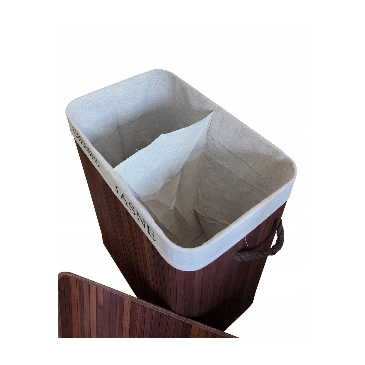 Coș de rufe de culoare marron - 100l - două compartimente