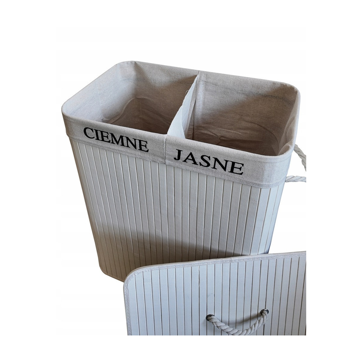 Bucată albă pentru rufe - 100l - două compartimente