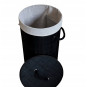 Coș de rufe rotund negru din bambus cu capac, 60l