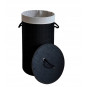 Coș de rufe rotund negru din bambus cu capac, 60l