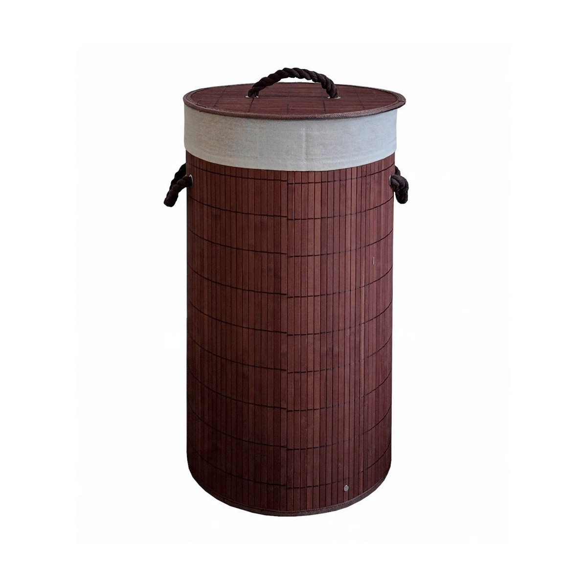 Coș de rufe rotund din bambus maro, 60l