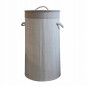 Coș de rufe rotund din bambus alb, cu capac, 60l