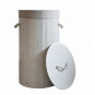 Coș de rufe rotund din bambus alb, cu capac, 60l