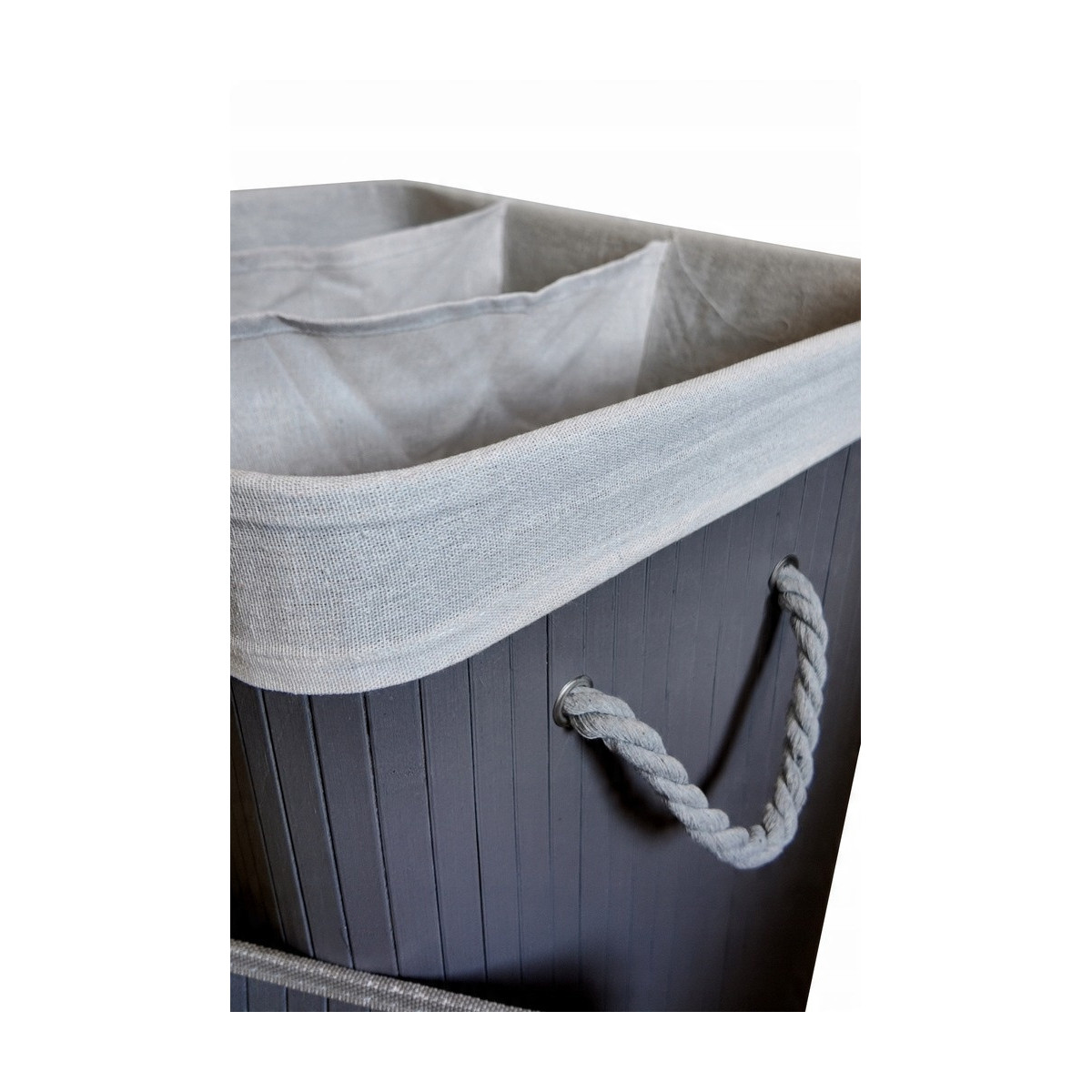 Coș gri pentru rufe cu capac și capacitate de 150 litri