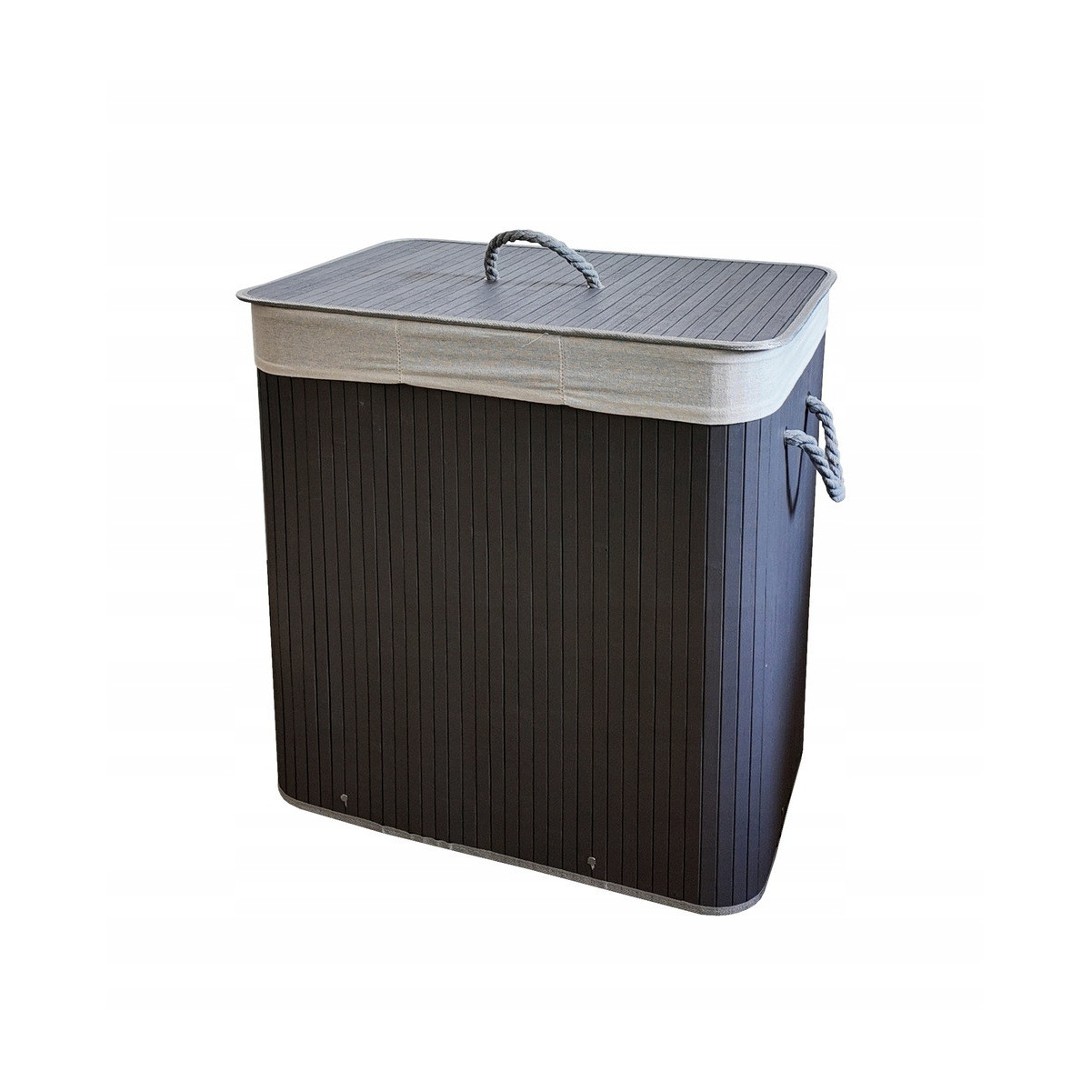 Coș gri pentru rufe cu capac și capacitate de 150 litri