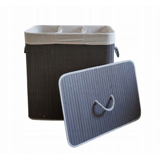 Coș gri pentru rufe cu capac și capacitate de 150 litri