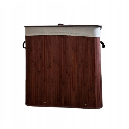 Coș de rufe maro cu trei compartimente și capac, 150l